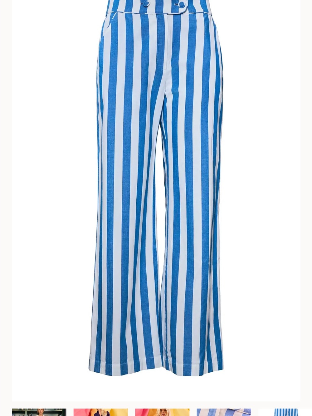 HUNTER BELL Juno Pant Blue and White Vertical Stripe Wide-Leg Pants